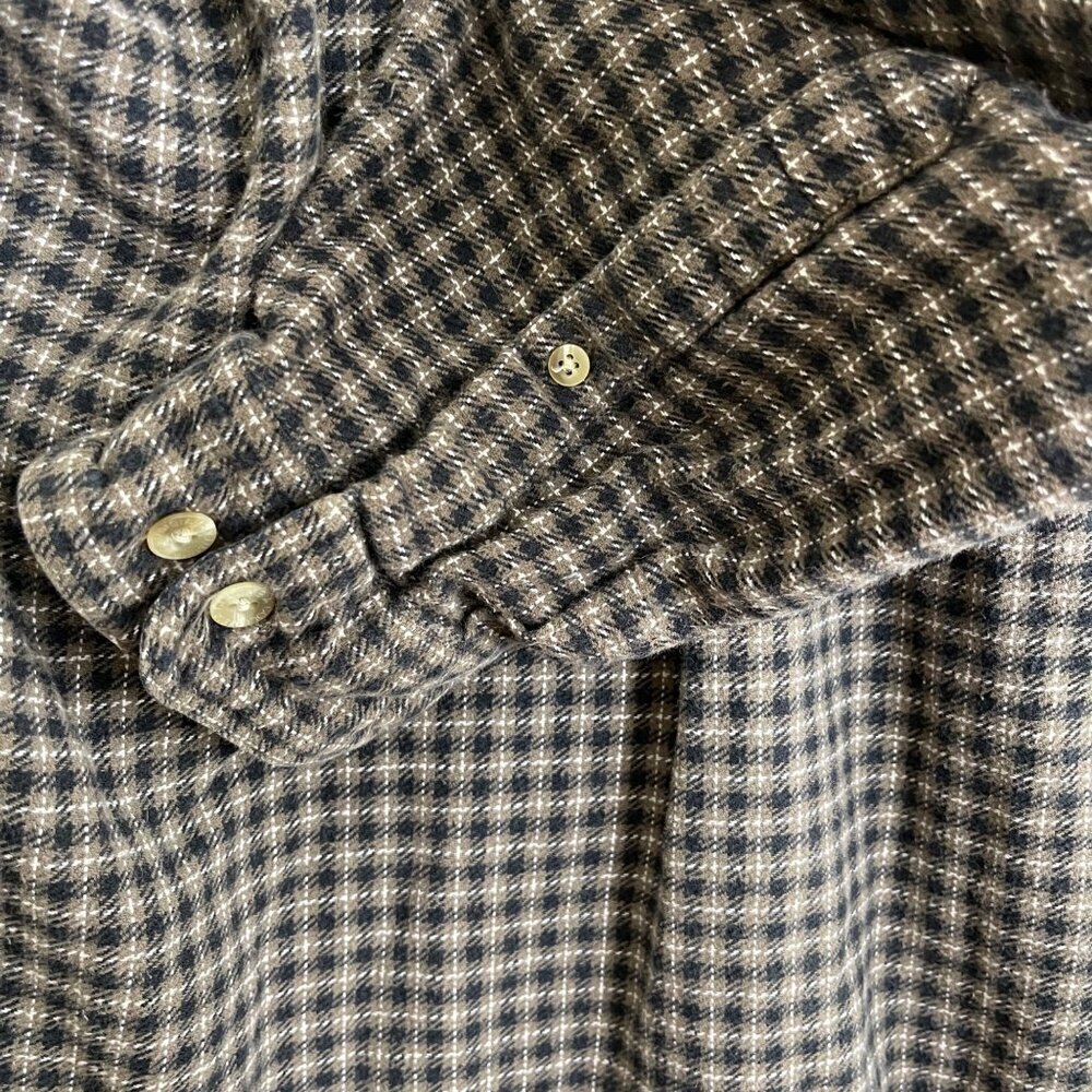 Columbia Mens Long Sleeve Plaid Button-Up Shirt L Black/White Cotton Blend - Picture 6 of 9